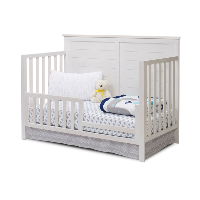 Pemberly Row Modern 4-in-1 Convertible Crib in Weathered White