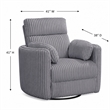 Pemberly Row Contemporary Fabric Swivel Glider Recliner in Gray