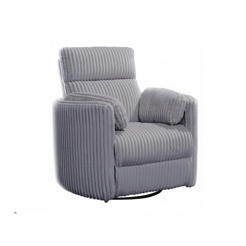 Pemberly Row Contemporary Fabric Swivel Glider Recliner in Gray