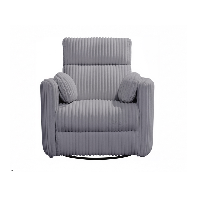 Pemberly Row Contemporary Fabric Swivel Glider Recliner in Gray