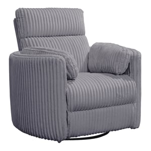 pemberly row transitional fabric swivel recliner with two pillows