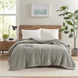 Pemberly Row Contemporary Fabric Twin Heated Blanket in Gray