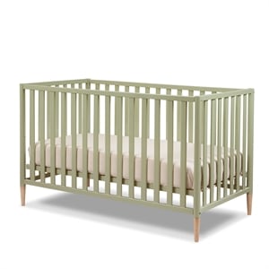 Pemberly Row Modern 3-in-1 Convertible Crib in & Natural Wood
