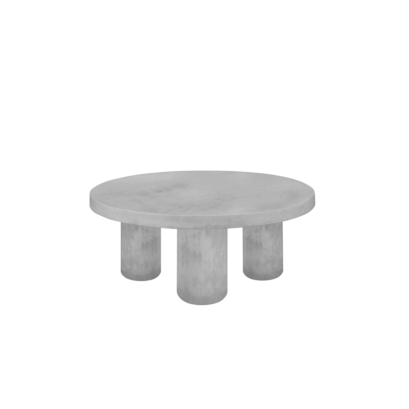 Pemberly Row Round Coffee Table Small In Light Gray Concrete