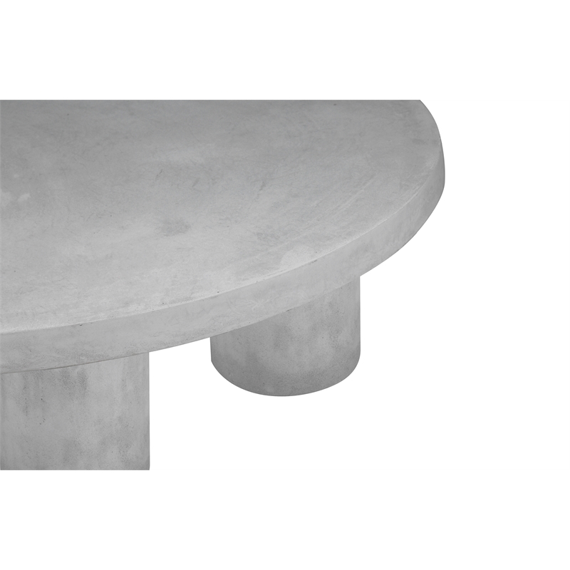 Pemberly Row Round Coffee Table Small In Light Gray Concrete
