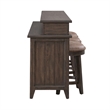 Pemberly Row 4 Piece Set of Console Bar Table & 3 Uph Console Stools in Brown
