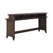 Pemberly Row 4 Piece Set of Console Bar Table & 3 Uph Console Stools in Brown