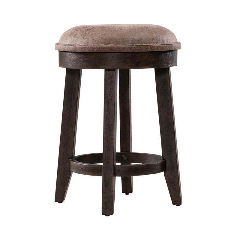 Pemberly Row 4 Piece Set of Console Bar Table & 3 Uph Console Stools in Brown