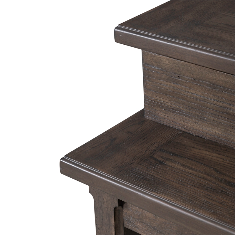 Pemberly Row 4 Piece Set of Console Bar Table & 3 Uph Console Stools in Brown