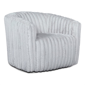 Pemberly Row Modern Living Room Round Back Velvet Swivel Chair in Light Gray
