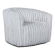 Pemberly Row Modern Living Room Round Back Velvet Swivel Chair in Light Gray