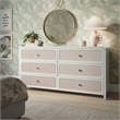 Pemberly Row Modern / Contemporary White Rattan 6 Drawer Dresser