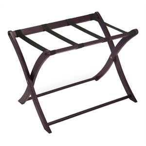 Pemberly Row Transitional Solid Wood Luggage Rack in Espresso