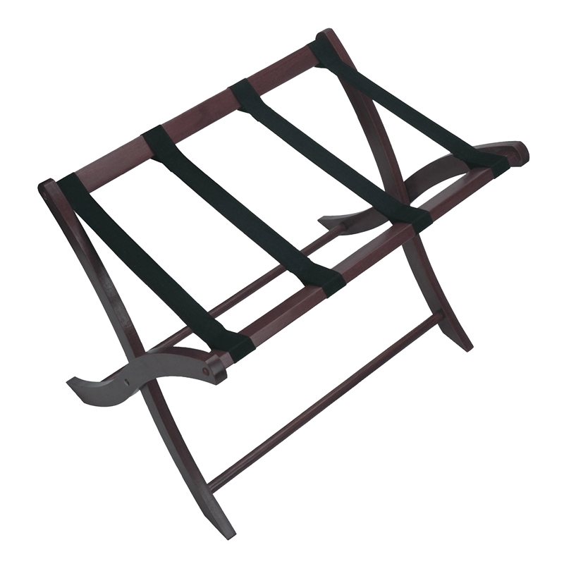 Pemberly Row Transitional Solid Wood Luggage Rack in Espresso