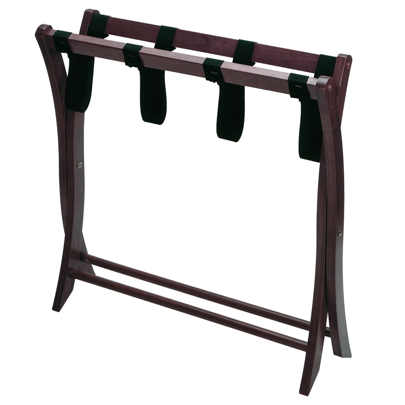 Pemberly Row Transitional Solid Wood Luggage Rack in Espresso