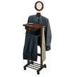 Pemberly Row Rolling Transitional Solid Wood Valet Stand in Antique Walnut