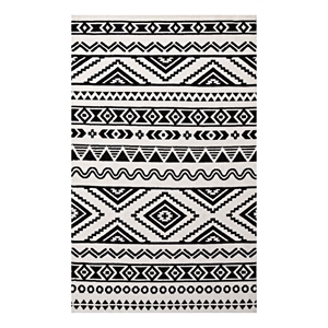 Pemberly Row 60x96&quot Geometric Tribal Area Rug in Black and White