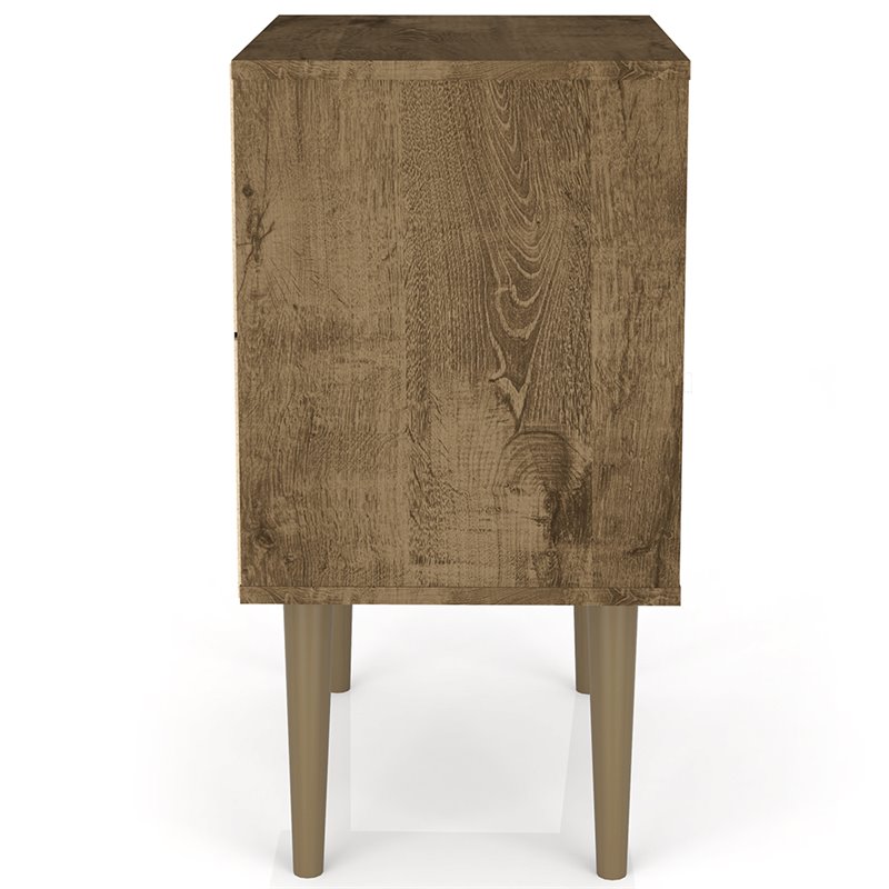 Pemberly Row 1-Drawer Wood Nightstand 1.0 in Aqua/Rustic Brown