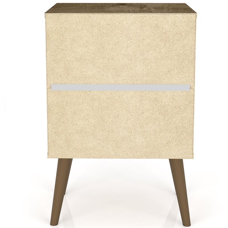 Pemberly Row 1-Drawer Wood Nightstand 1.0 in Aqua/Rustic Brown