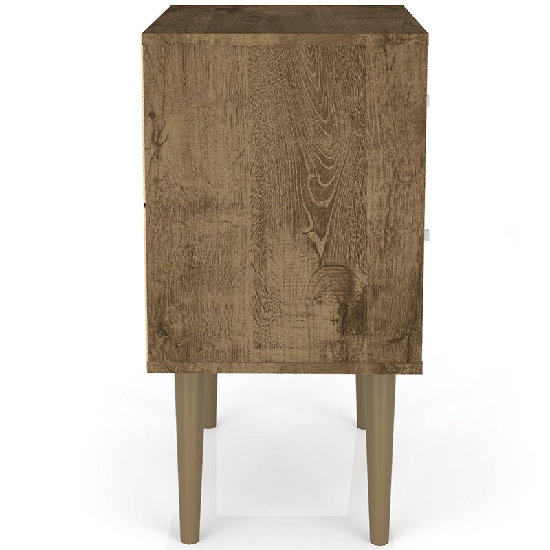 Pemberly Row 2-Drawer Wood Nightstand in Rustic Brown & 3D Prints