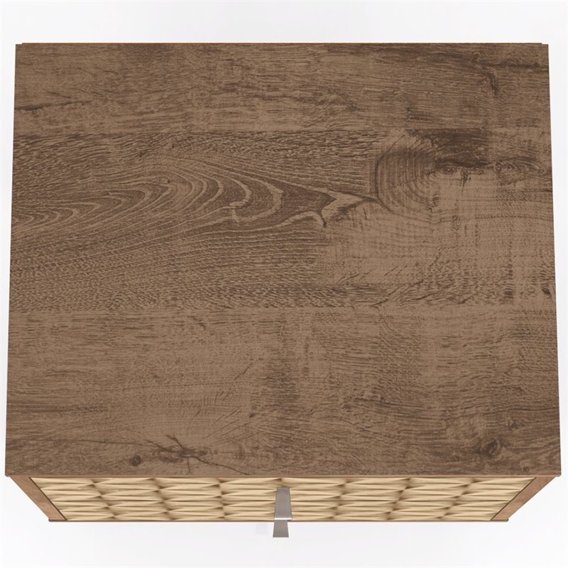 Pemberly Row 2-Drawer Wood Nightstand in Rustic Brown & 3D Prints