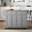 Pemberly Row Stainless Steel Metal Top Kitchen Cart in Gray/Chrome