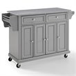 Pemberly Row Stainless Steel Metal Top Kitchen Cart in Gray/Chrome