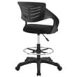 Pemberly Row Ergonomic Adjustable Swivel Mesh Fabric Drafting Chair in Black