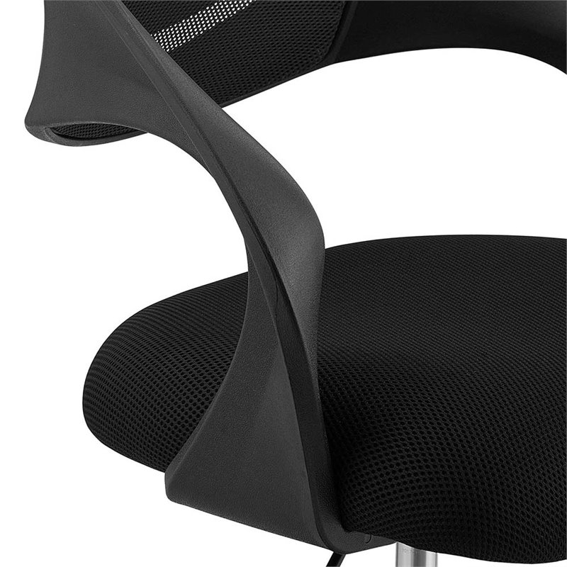 Pemberly Row Ergonomic Adjustable Swivel Mesh Fabric Drafting Chair in Black