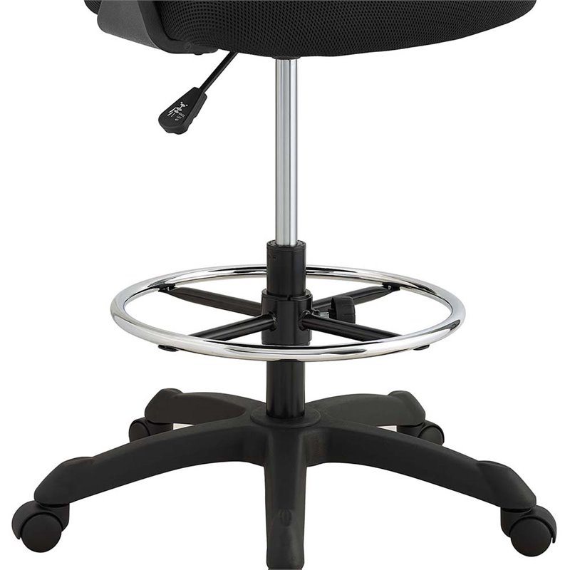 Pemberly Row Ergonomic Adjustable Swivel Mesh Fabric Drafting Chair in Black
