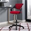 Pemberly Row Ergonomic Adjustable Swivel Mesh Fabric Drafting Chair in Red