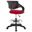 Pemberly Row Ergonomic Adjustable Swivel Mesh Fabric Drafting Chair in Red