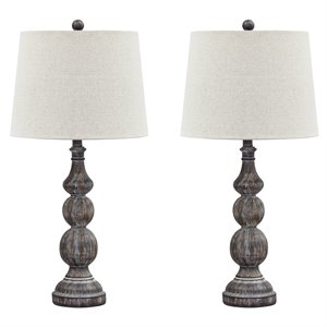 pemberly row poly-resin table lamp in antique black (set of 2)