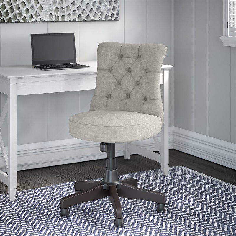 Pemberly Row Mid Back Fabric Office Chair with Adjustable Height in Light Gray