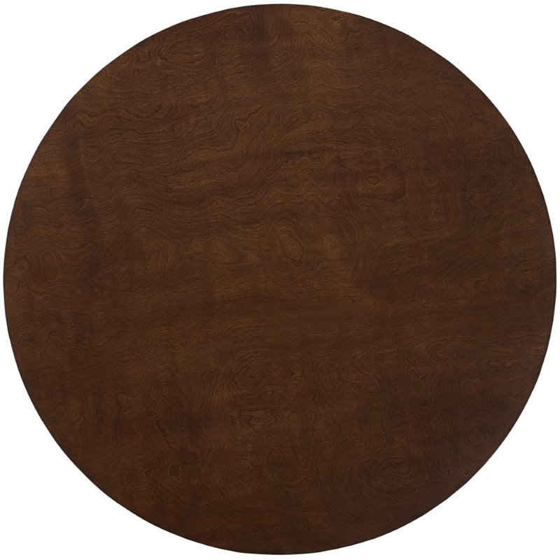 Pemberly Row Contemporary Wood Round Dining Table in Mahogany