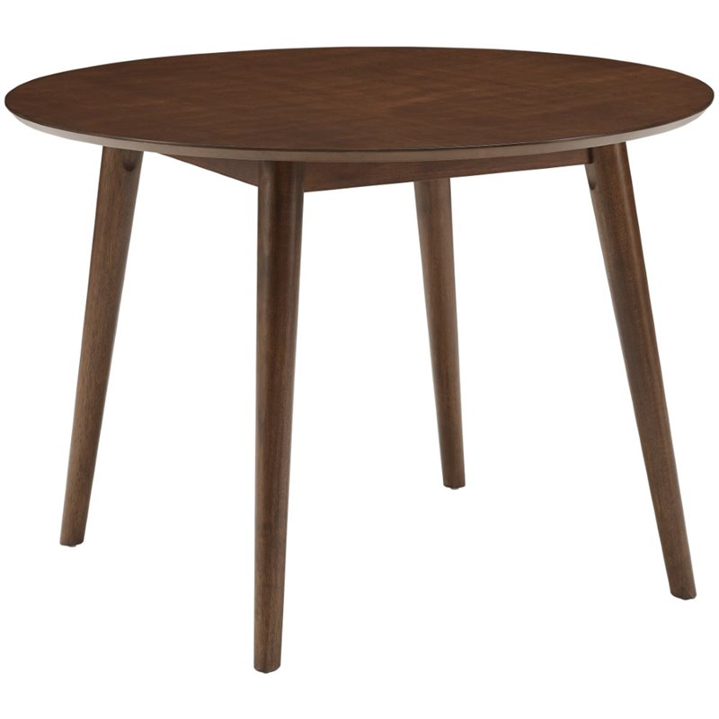 Pemberly Row Contemporary Wood Round Dining Table in Mahogany