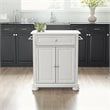 Pemberly Row Wood Granite Top Portable Kitchen Island in White