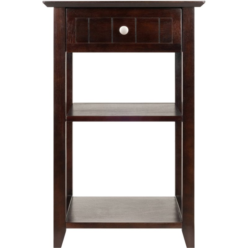 Pemberly Row 2 Shelf Transitional Solid Wood Printer Stand in Coffee