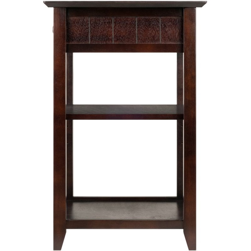 Pemberly Row 2 Shelf Transitional Solid Wood Printer Stand in Coffee