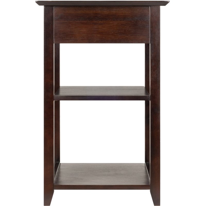 Pemberly Row 2 Shelf Transitional Solid Wood Printer Stand in Coffee