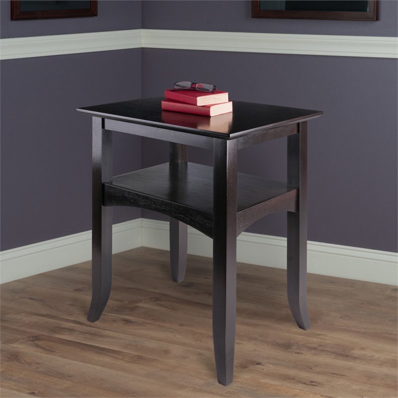 Pemberly Row Flared Leg Transitional Solid Wood End Table in Coffee