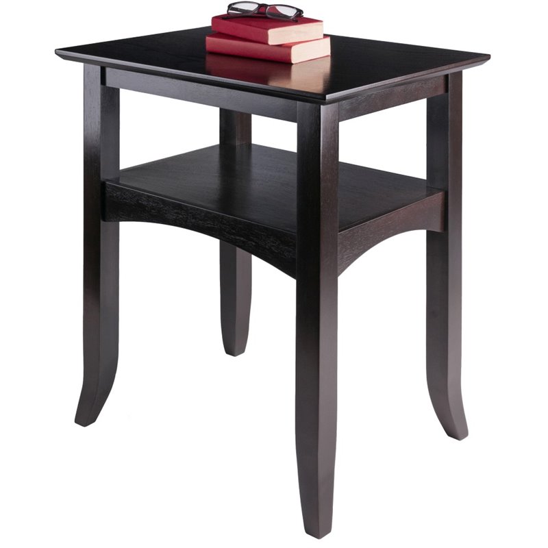 Pemberly Row Flared Leg Transitional Solid Wood End Table in Coffee