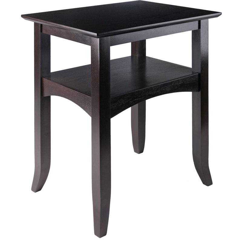 Pemberly Row Flared Leg Transitional Solid Wood End Table in Coffee