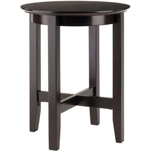 Pemberly Row 18&quot Round Transitional Solid Wood End Table in Espresso