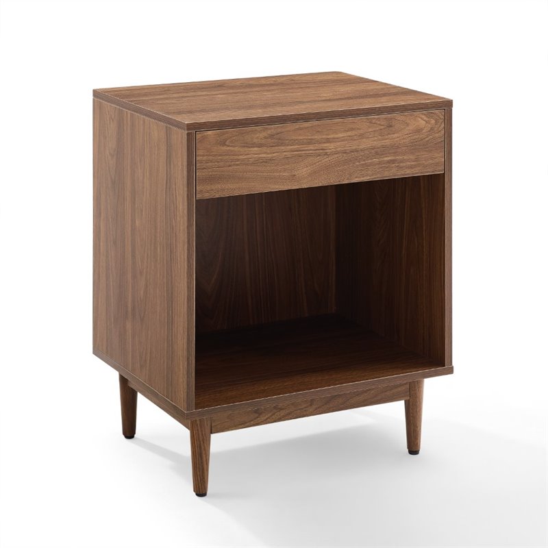 Pemberly Row 1 Particle Board Wood Drawer End Table in Walnut
