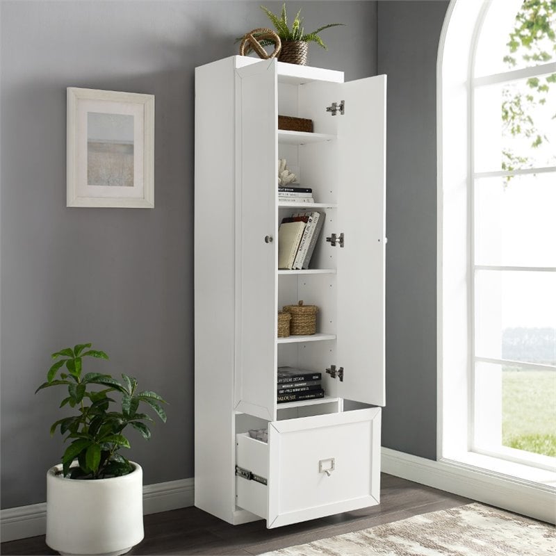 Pemberly Row Contemporary Wood Convertible Pantry Closet in White