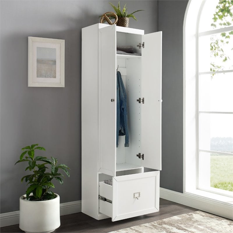 Pemberly Row Contemporary Wood Convertible Pantry Closet in White