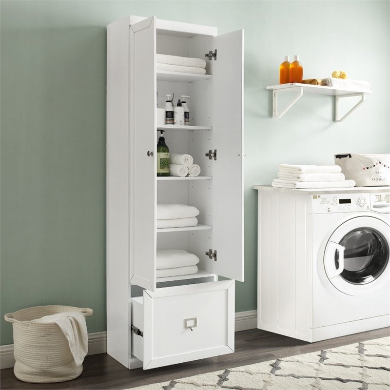 Pemberly Row Contemporary Wood Convertible Pantry Closet in White