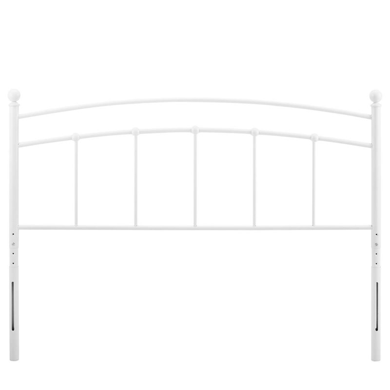 Pemberly Row Modern Farmhouse Full Metal Spindle Headboard in White