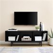 Pemberly Row Mid-Century Wood Record Storage Console Cabinet in Black